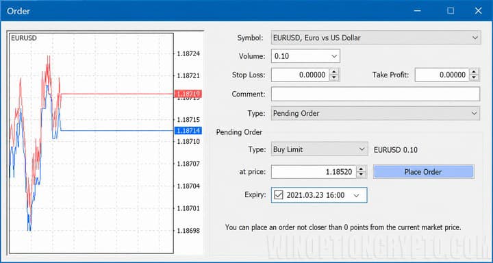 Limit order and Stop order in MT4