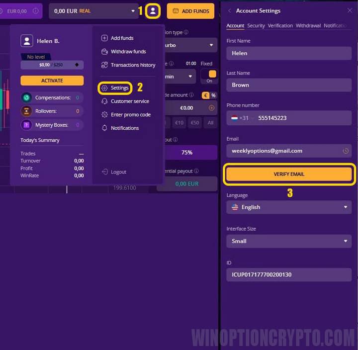 account verification in iqcent