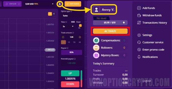 personal account of the client in iqcent