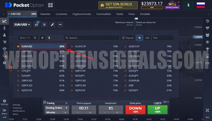 choosing a currency pair from a broker