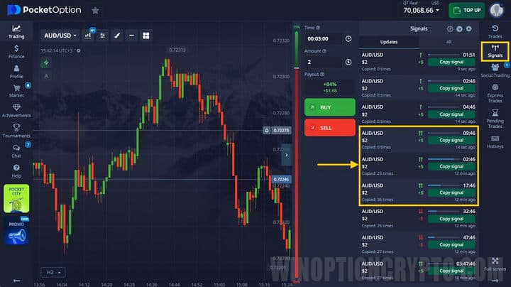 Signals tab