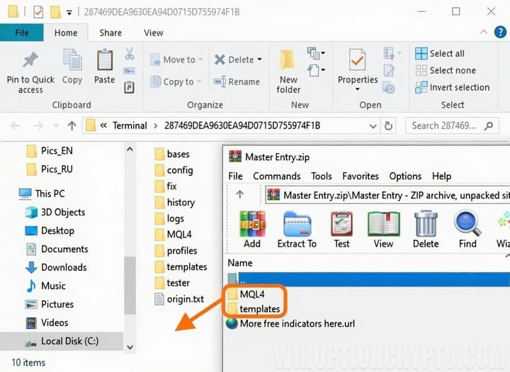 folders in the templates and mql4 archive