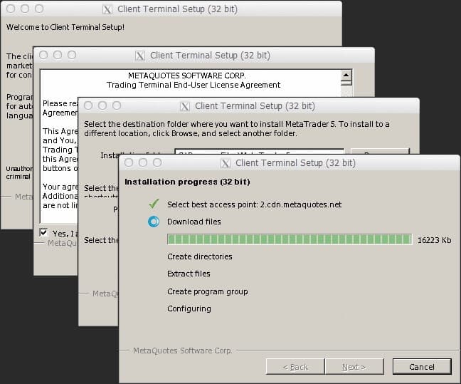 Completing the installation of MetaTrader 4