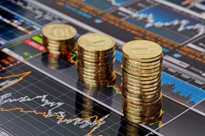 coins on the background of the chart