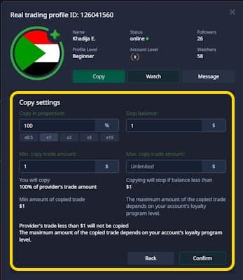 Copy settings