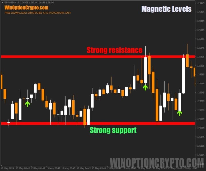 specifics of using the indicator for binary options Magnetic Levels