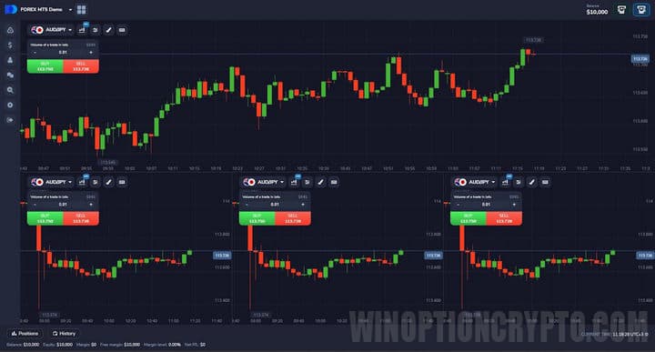 display of Forex MT5 instruments and charts from PocketOption