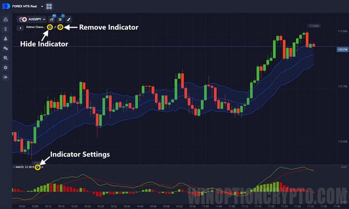 indicator settings in Forex MT5 from PocketOption