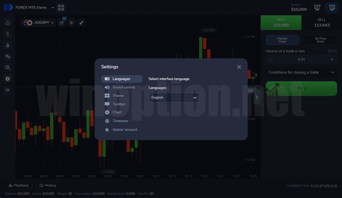 setting time zone in Forex MT5 from PocketOption