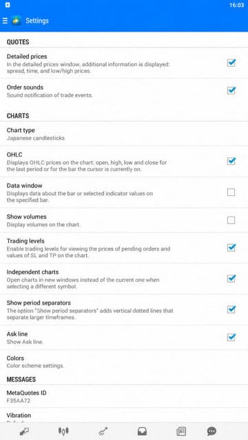chart settings