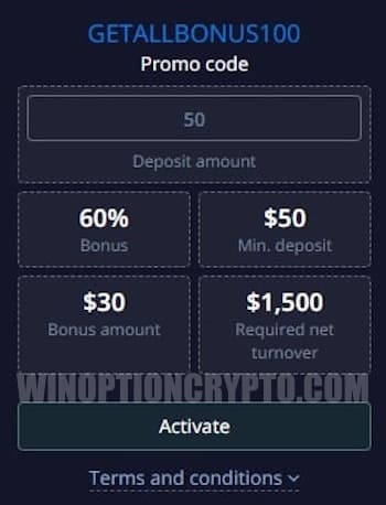 Pocket Option promo code for deposit bonus