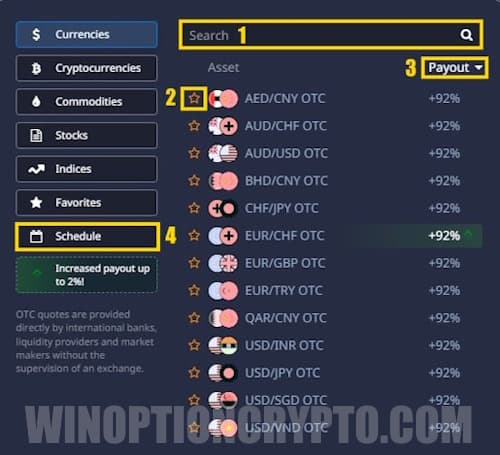 Trading assets window
