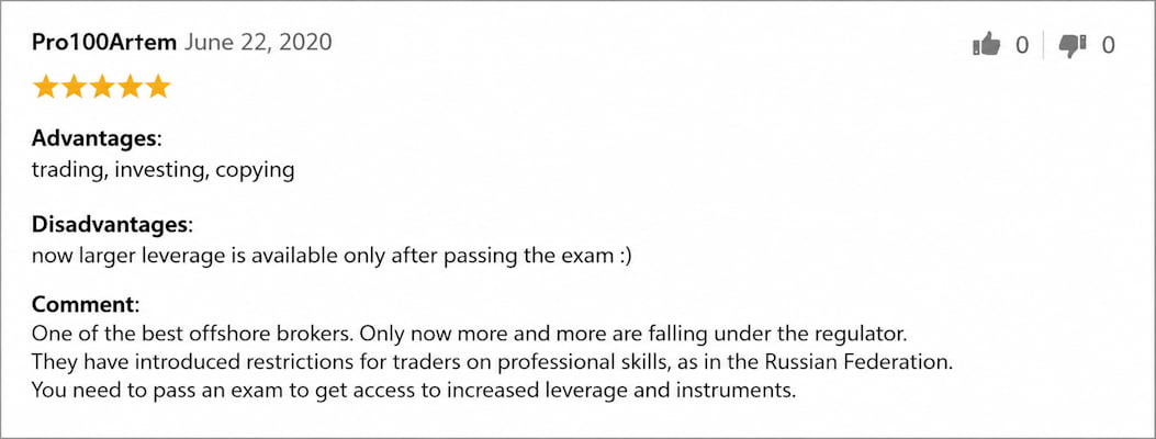 Positive review of eToro