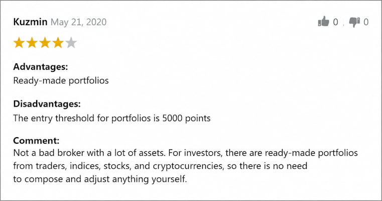 Positive comment about eToro