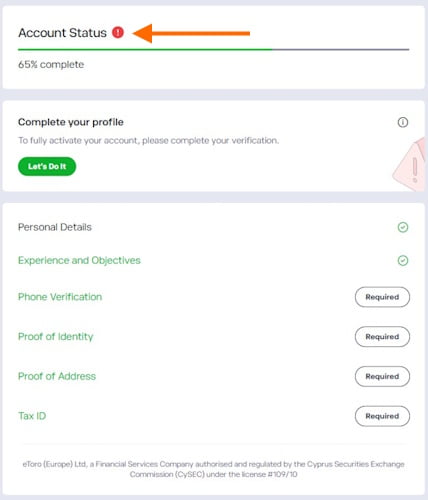 eToro Verification