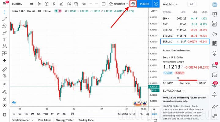 TradingView platform settings