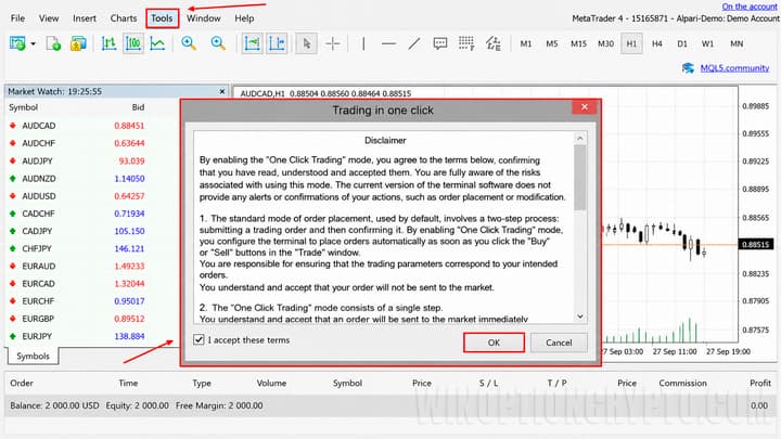 MetaTrader 4 web version settings