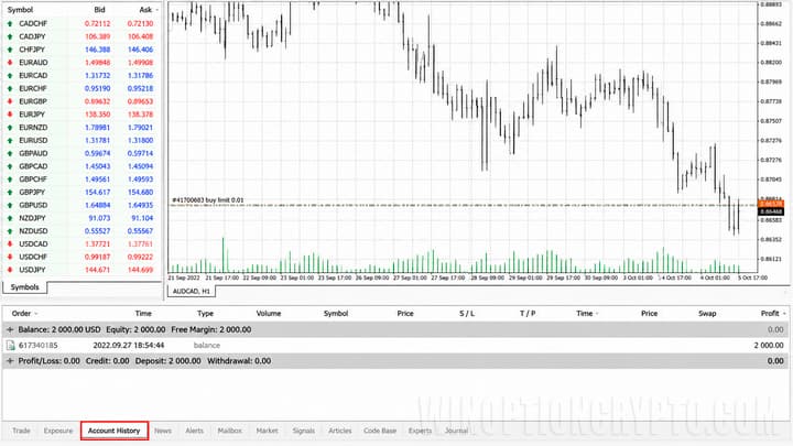 Order history in MT4