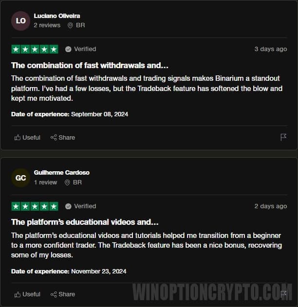 Complaints about the broker Binarium