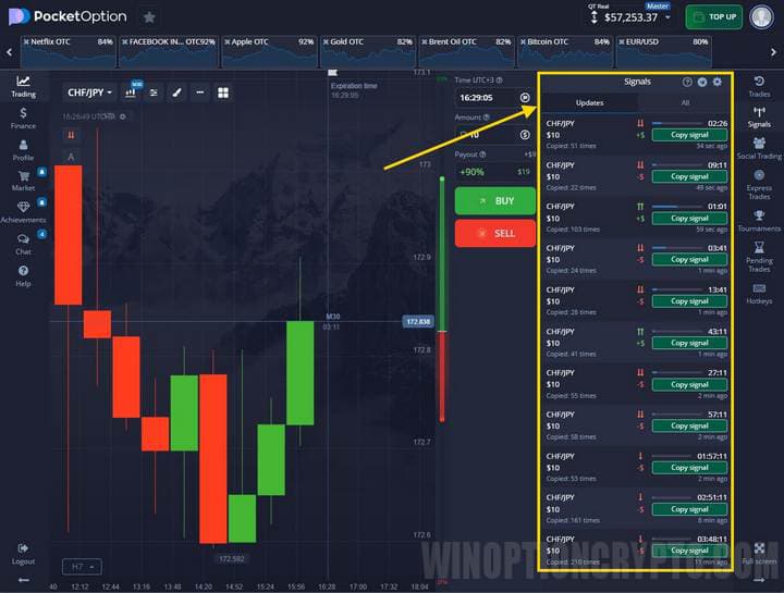free signals on Pocket Option