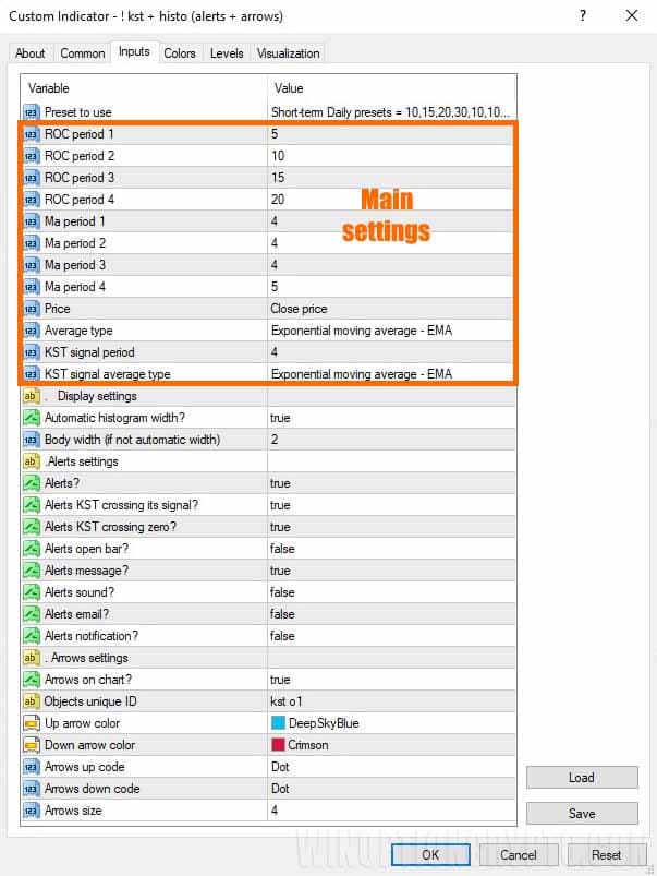 settings in KST
