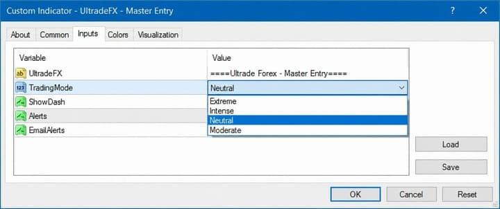 Master Entry indicator settings