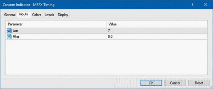 MBFX Timing indicator settings