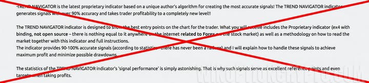 False statistics of the Trend Navigator indicator