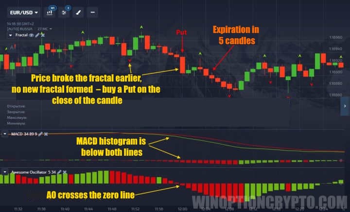 Put option according to the MACD Profitunity strategy