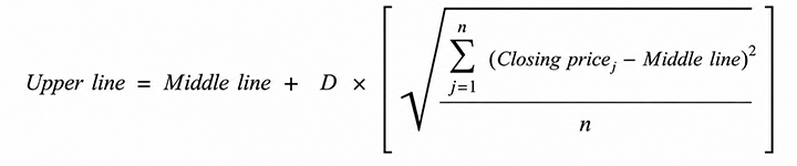 formula for calculating the upper line of Bollinger bands